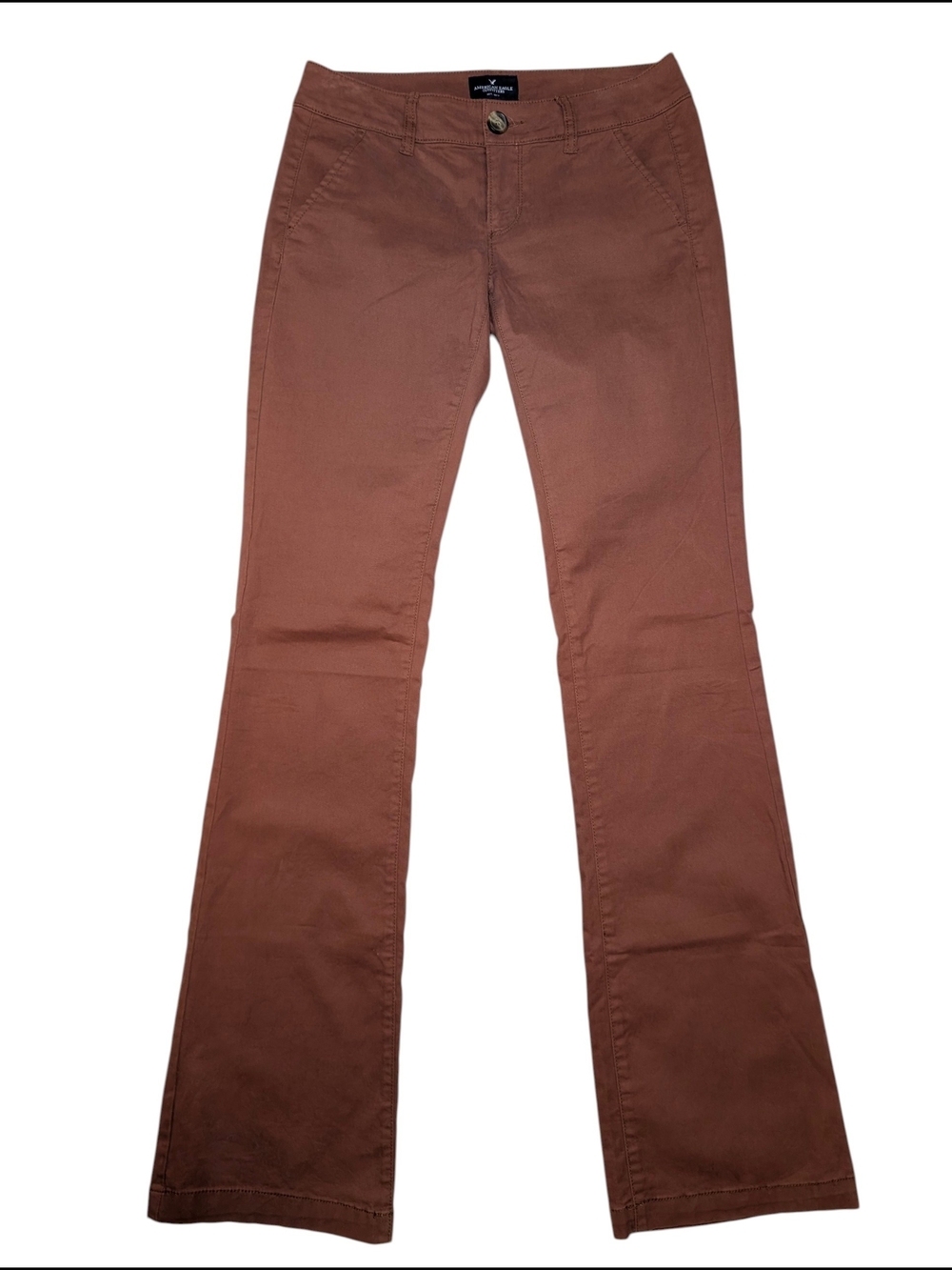 American Eagle Sz 0 LONG Women's Kick Boot Stretch Pants Rust Retro Fall Cotton